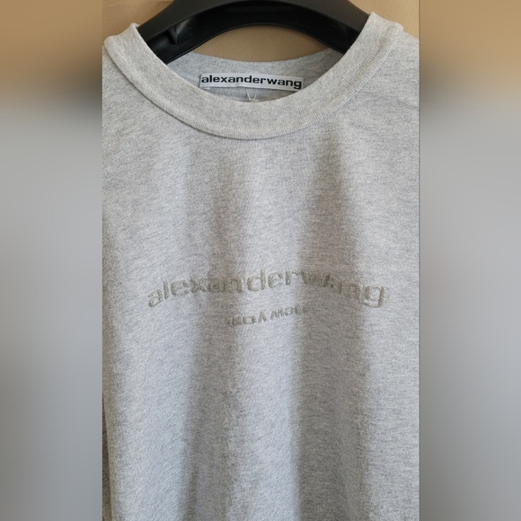 ALEXANDER WANG-Gray Glitter T-Shirt - Picture 3 of 10
